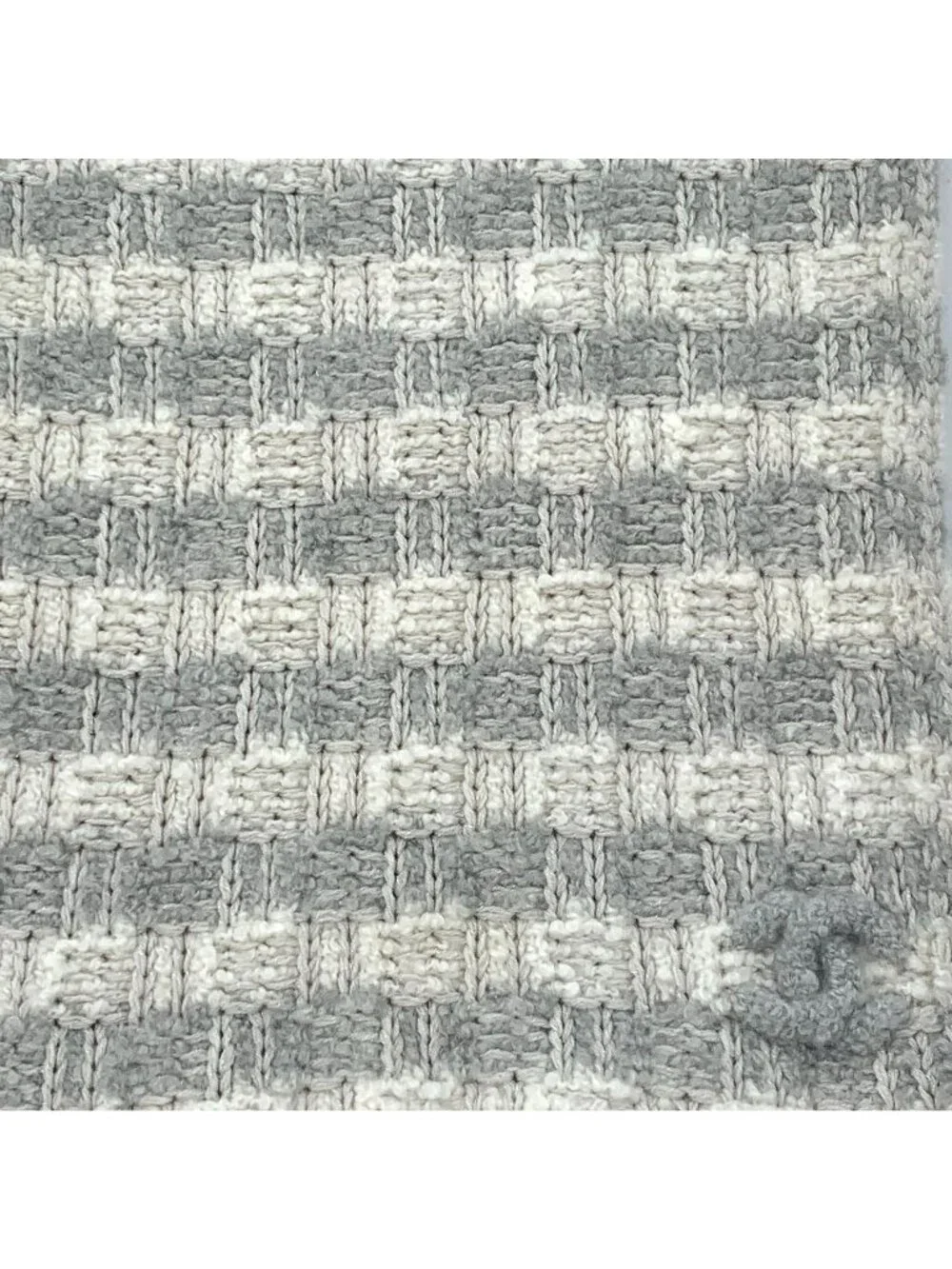 Chanel Beige & Grey Cashmere Knit Scarf